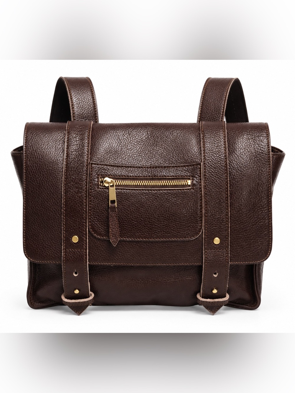 Vere Verto NWOT Repetto Brown Pebble Leather Convertible Backpack Messenger Bag